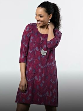MATA TRADERS S Pocket Mini Dress in Lines and Dots Abstract Print Summer Fall